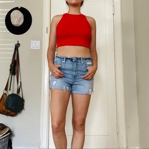 Gap high waist distressed denim shorts